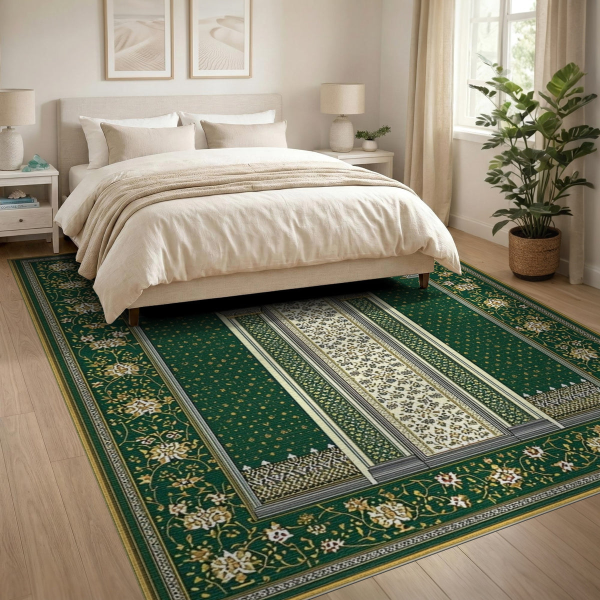 Traditional Persian Green Persian Arch Floral Area Rug