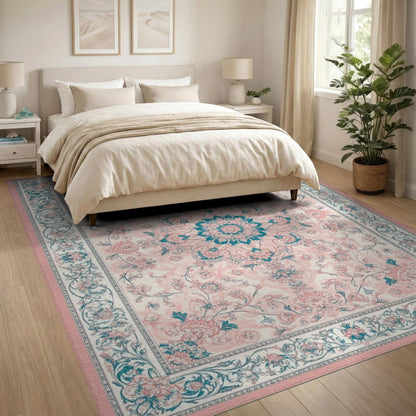 Pink Medallion Pink Floral Vintage Medallion Rug