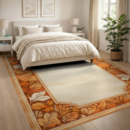 Vintage Autumn Leaf Border Rug