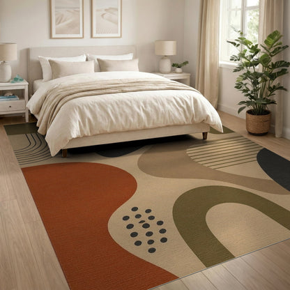 Earthy Abstract Area Rug in Brown Tan