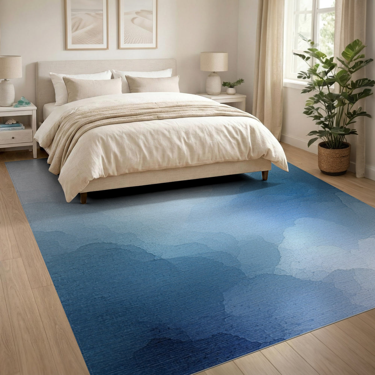 Ethereal Blue Cloud Abstract Area Rug