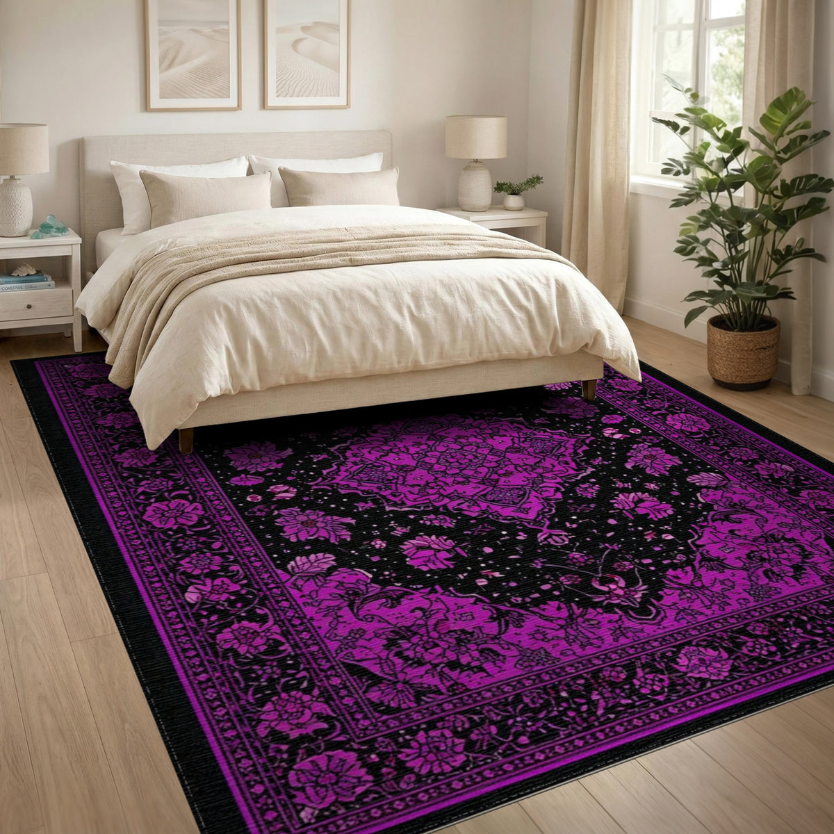Purple Floral Persian Area Rug