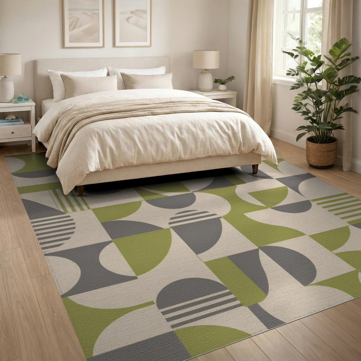 Green Geometric Area Rug
