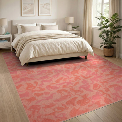 Orange Animal Silhouette Kids Area Rug