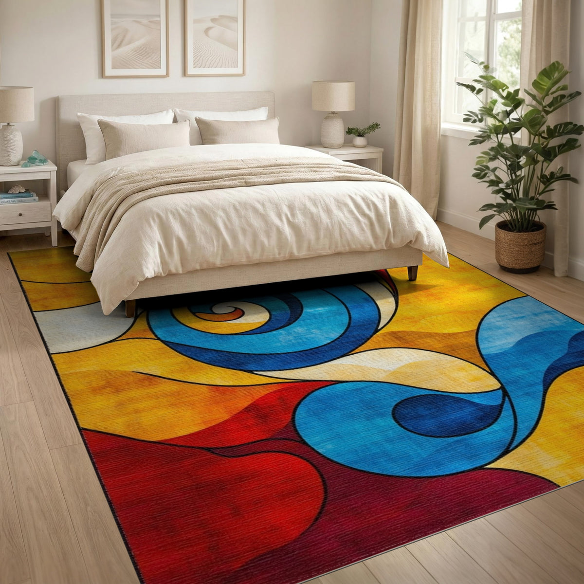 Abstract Area Multi-color and Patterns Vibrant Swirl Abstract Multi-Color Area Rug