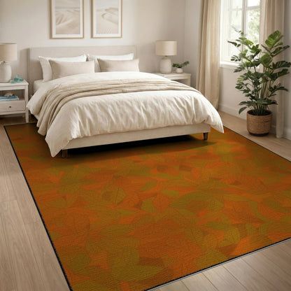 Orange Leaf Area Rug