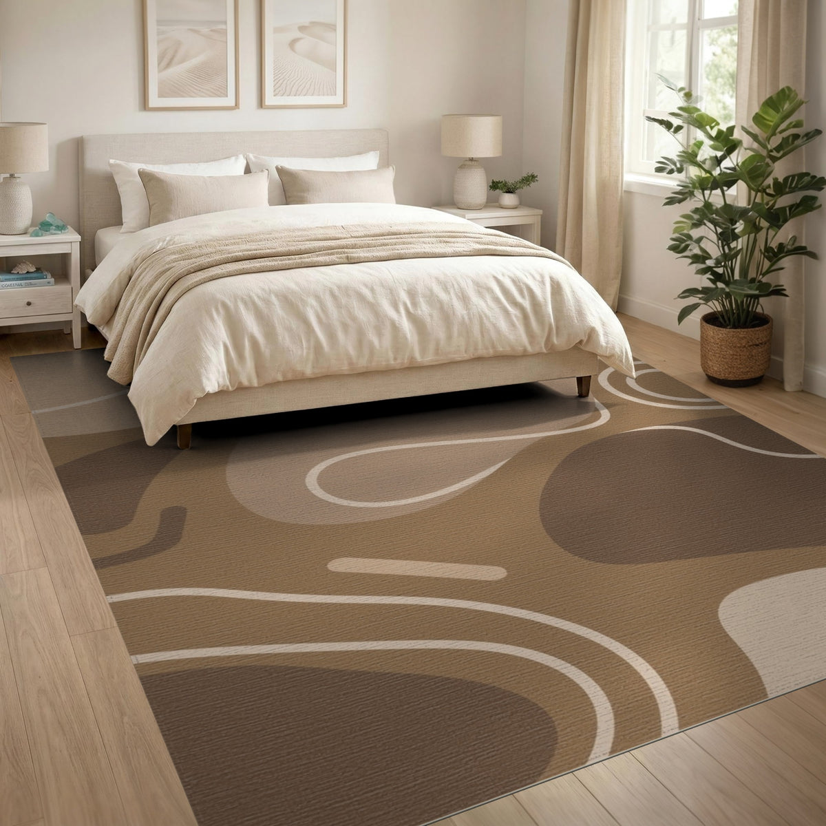 Organic Abstract Brown Area Rug