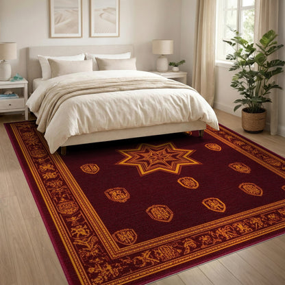 Red Starburst Geometric Modern Area Rug