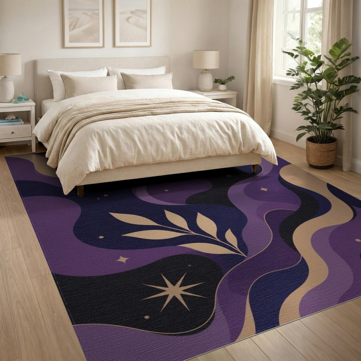 Purple Celestial Wave Area Rug
