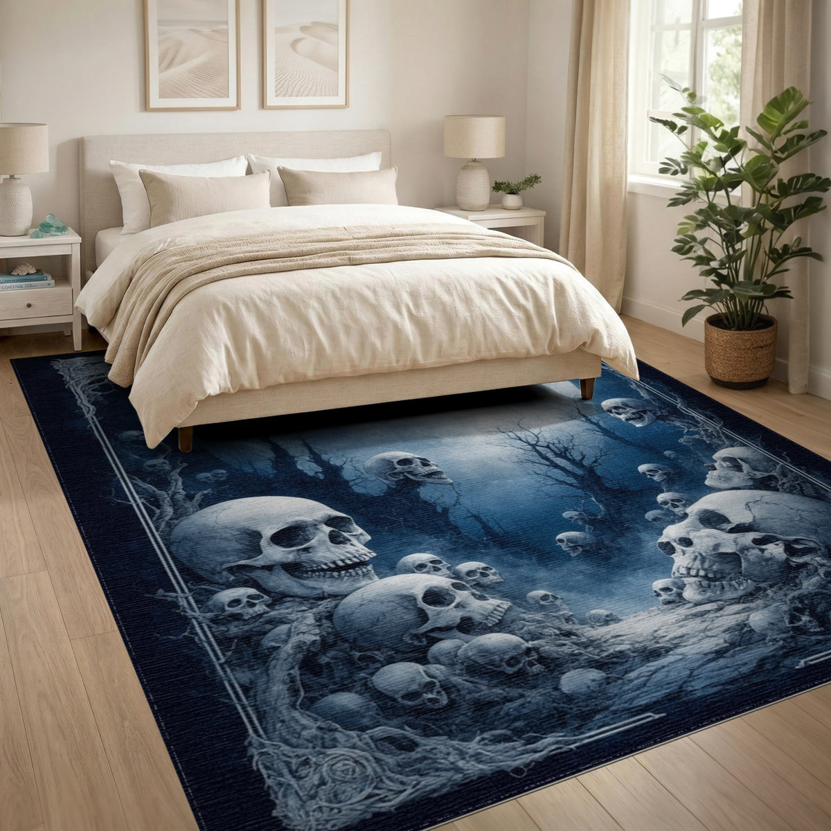 Skull Moon Gothic Area Rug
