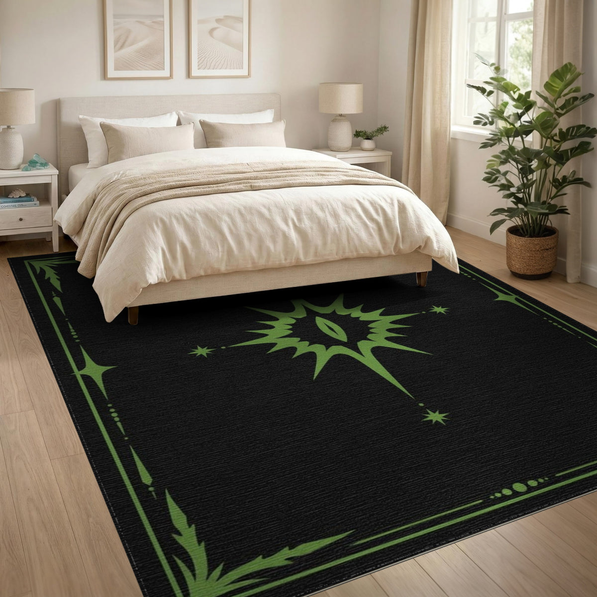 Green Geometric Modern Green Starburst Geometric Area Rug