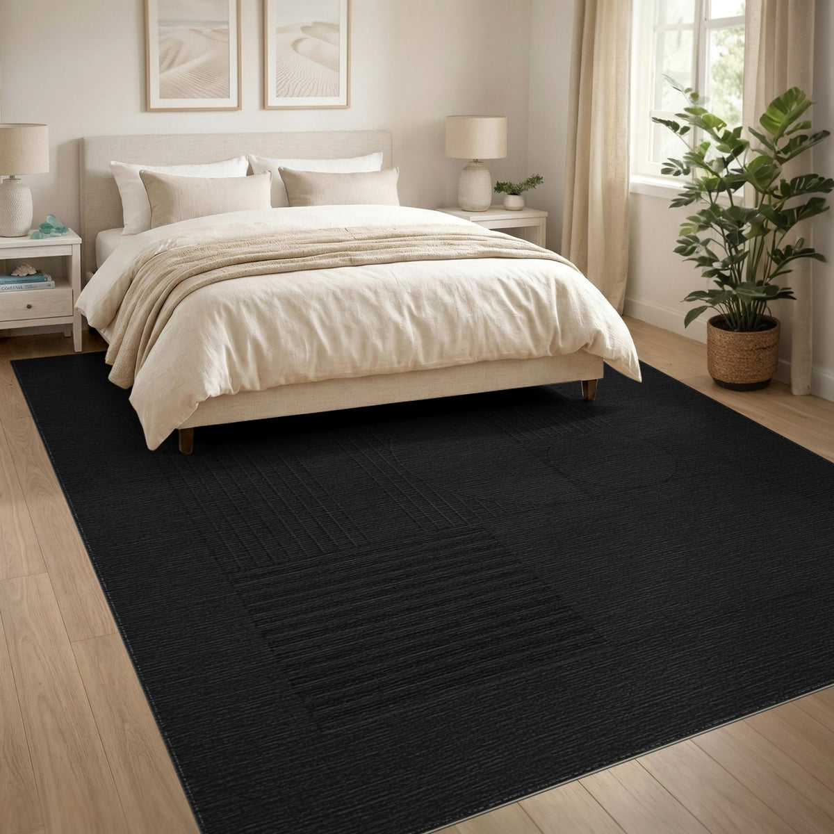 Black Geometric Arch Geometric Modern Area Rug
