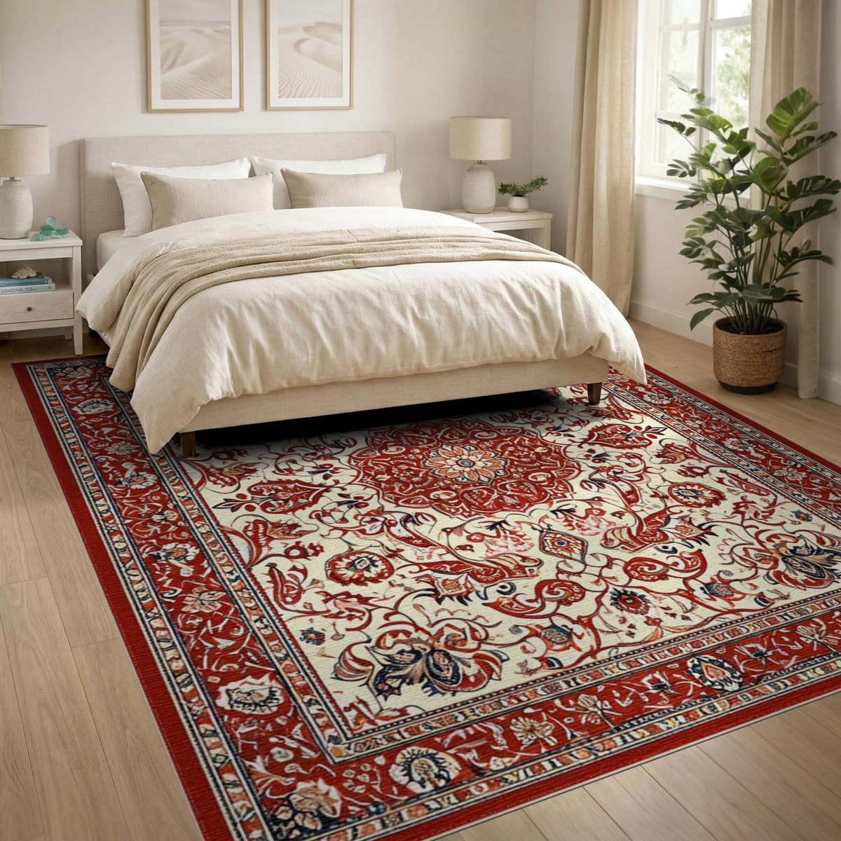 Red Persian Floral Medallion No. 16 Area Rug