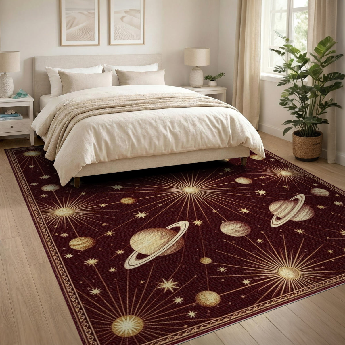 Vintage Celestial Planets Area Rug