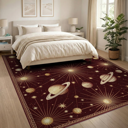 Vintage Celestial Planets Area Rug