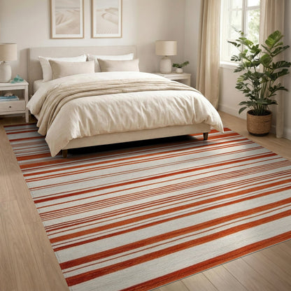 Orange Striped Orange Striped Geometric Area Rug