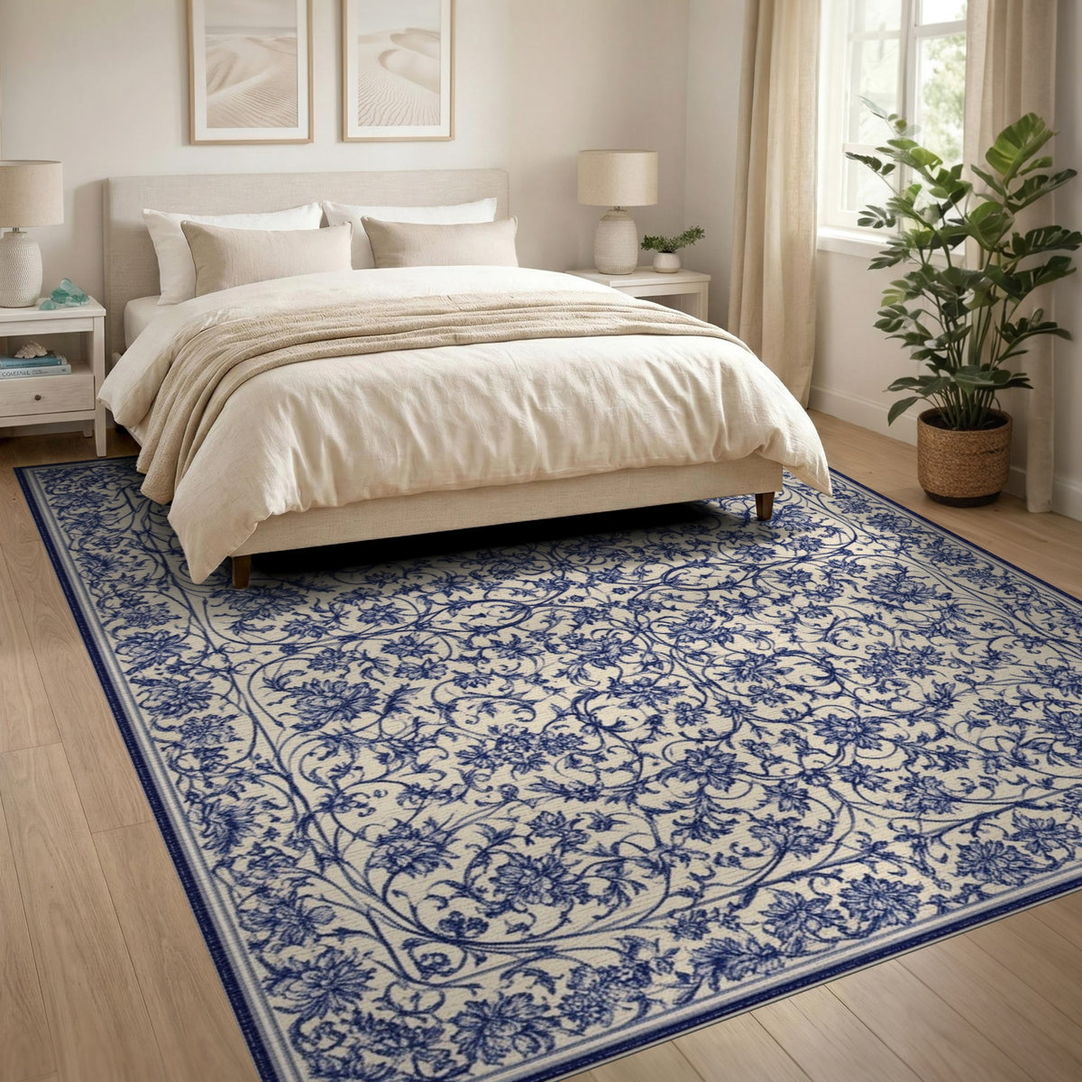 Navy Blue Floral Vintage No. 10 Area Rug