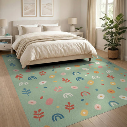 Sage Green Rainbow Kids Area Rug