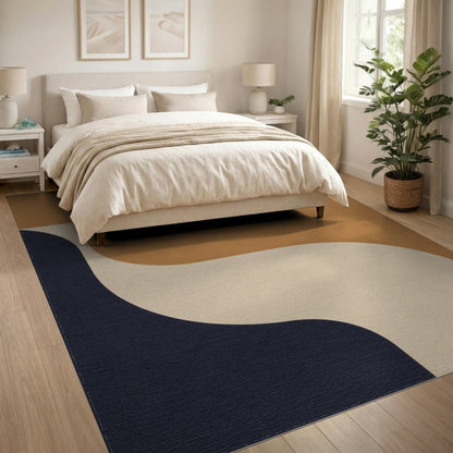 Abstract Brown and Navy Area Rug