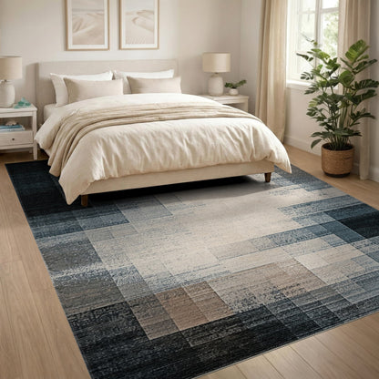 Grey Abstract Block Area Rug
