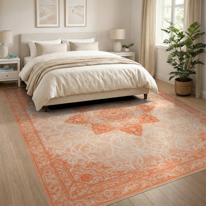 Orange Persian Medallion Area Rug