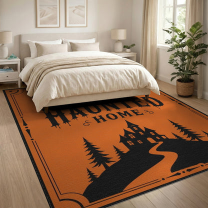 Distressed Vintage The Smiths' Haunted Home Orange Area Rug