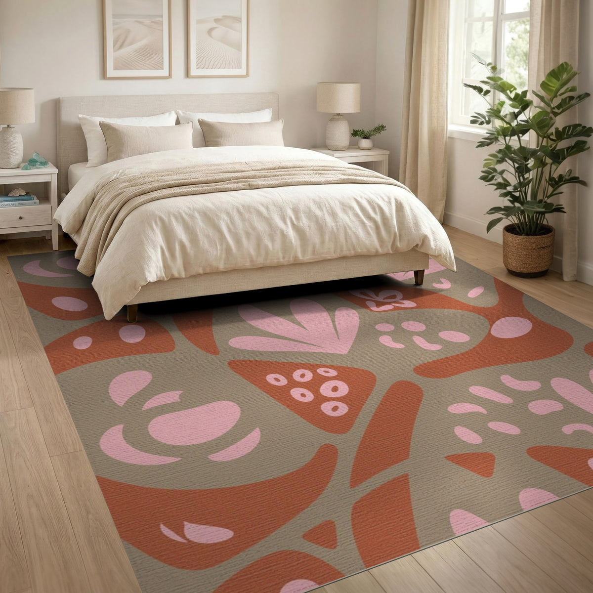 Abstract Brown Tan Area Rug