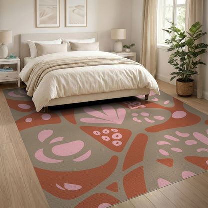 Abstract Brown Tan Area Rug