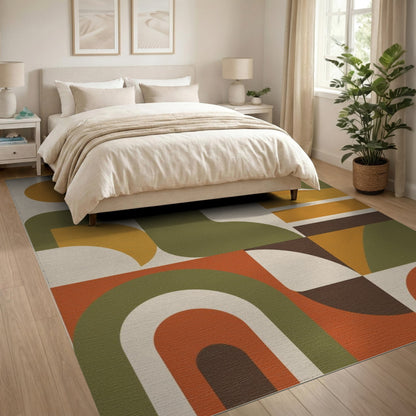 Bold Geometric Area Rug in Earth Tones