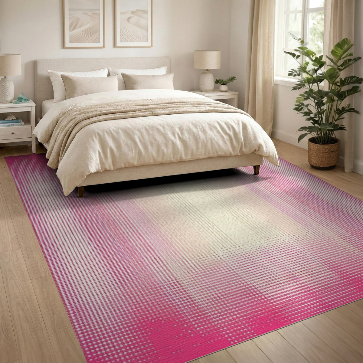 Pink Ombre Dot Geometric Area Rug