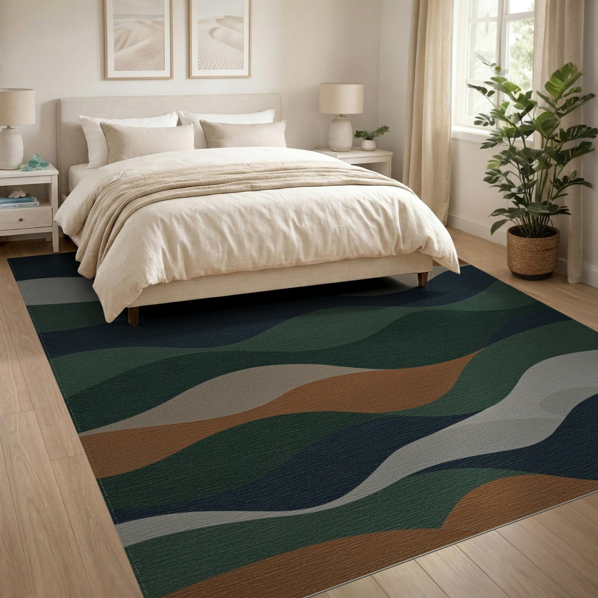 Abstract Wave Multi-Color and Patterns Area Rug
