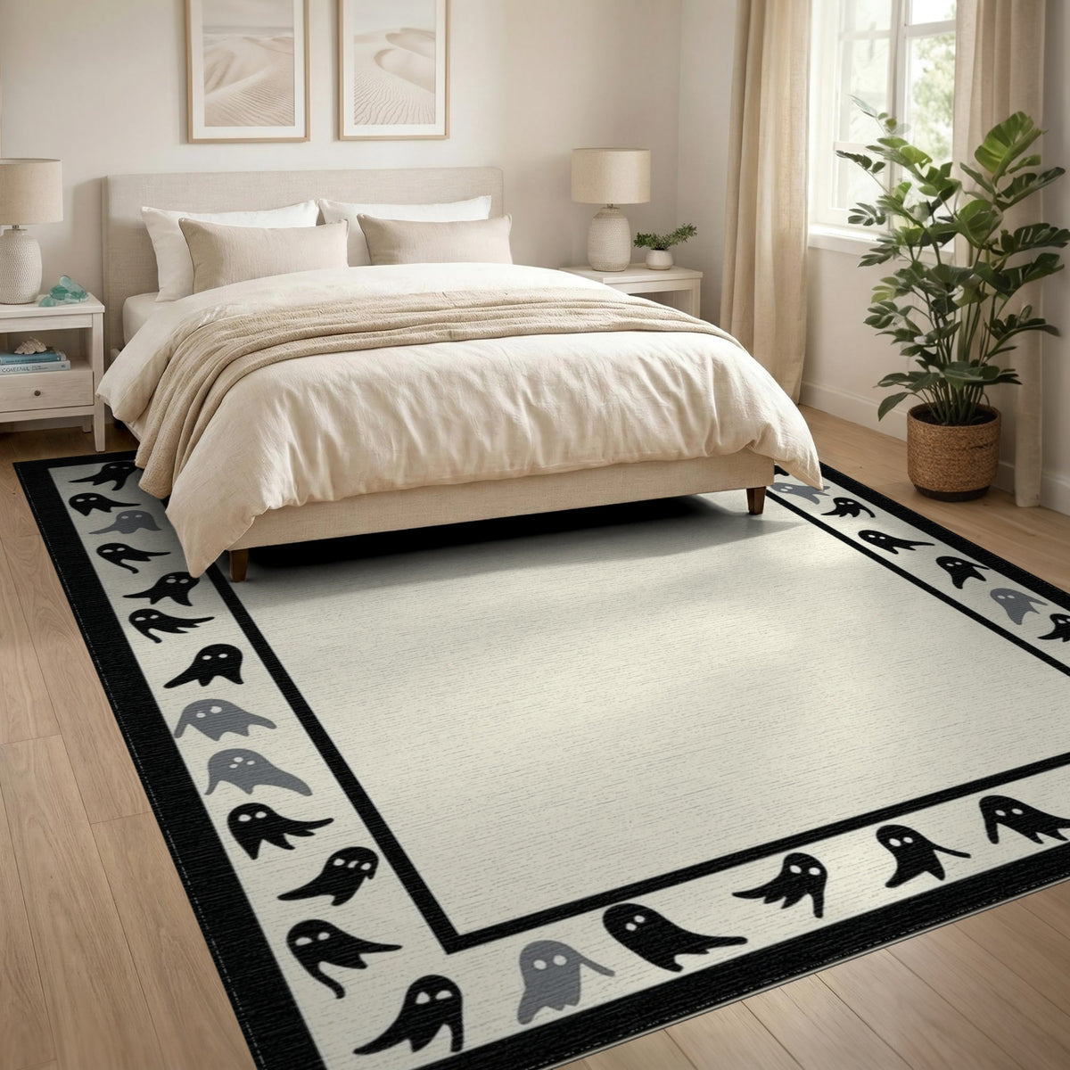 Ghost Border Kids Cartoon Area Rug