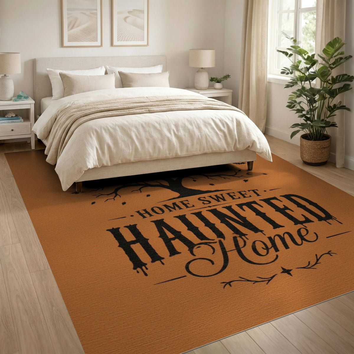 Home Sweet Haunted Home Orange Area Rug