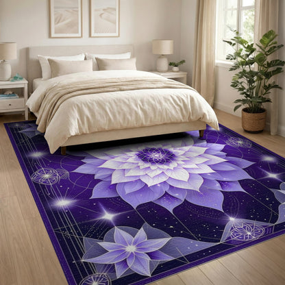 Purple Lotus Mandala Area Rug