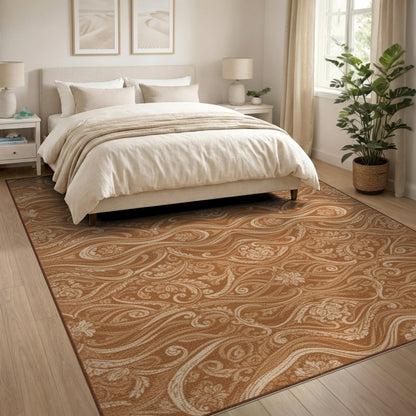 ODIKA Brown Tan Floral Vintage Area Rug