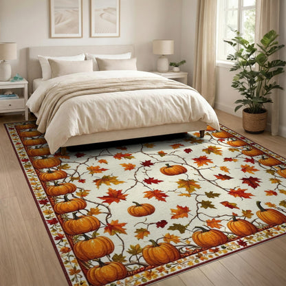 Autumn Rustic Farmhouse Autumn Pumpkin Harvest Area Rug