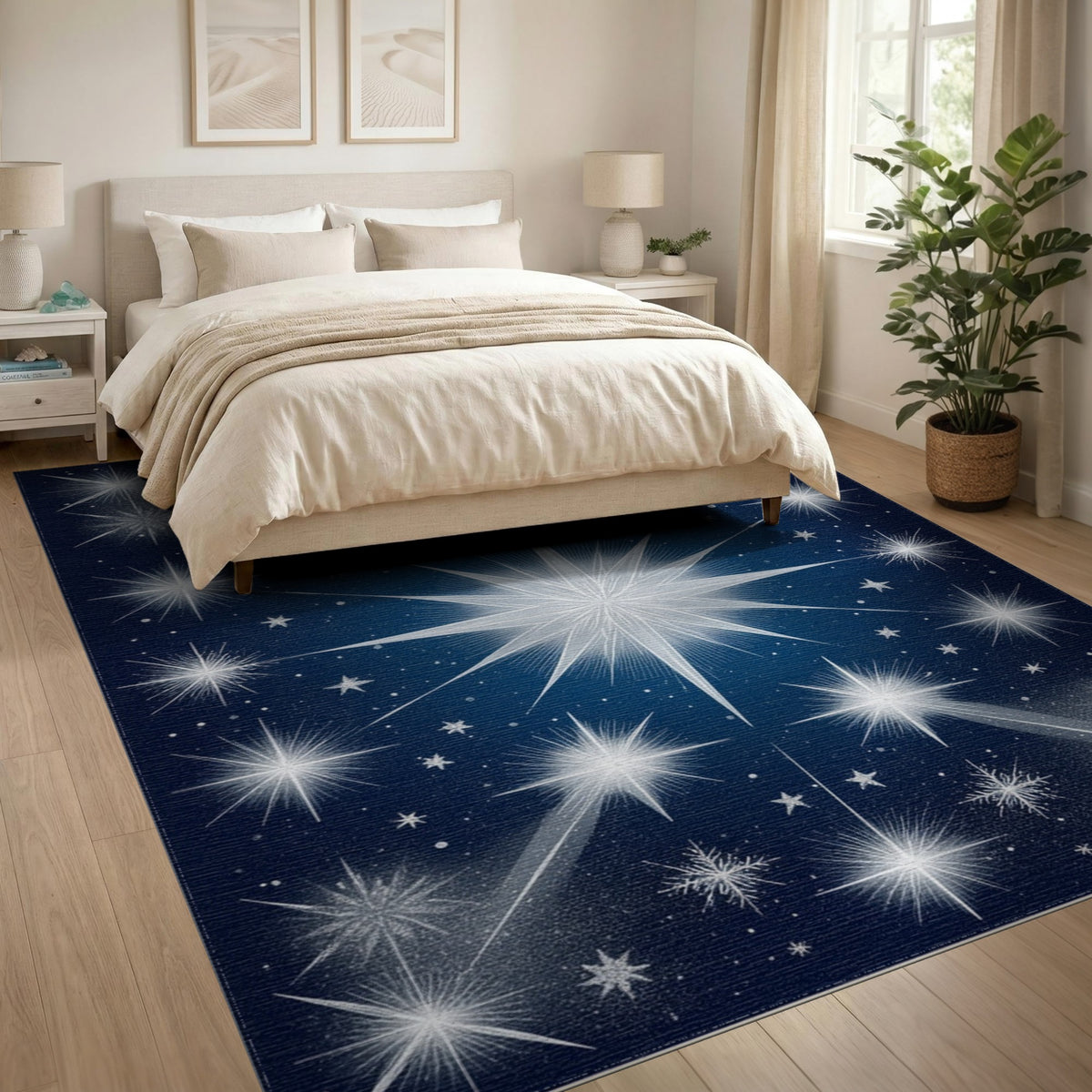 Starburst Midnight Blue Area Rug