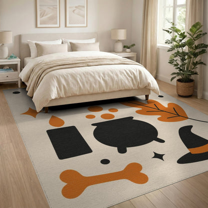 Halloween Cat Cauldron Washable Area Rug