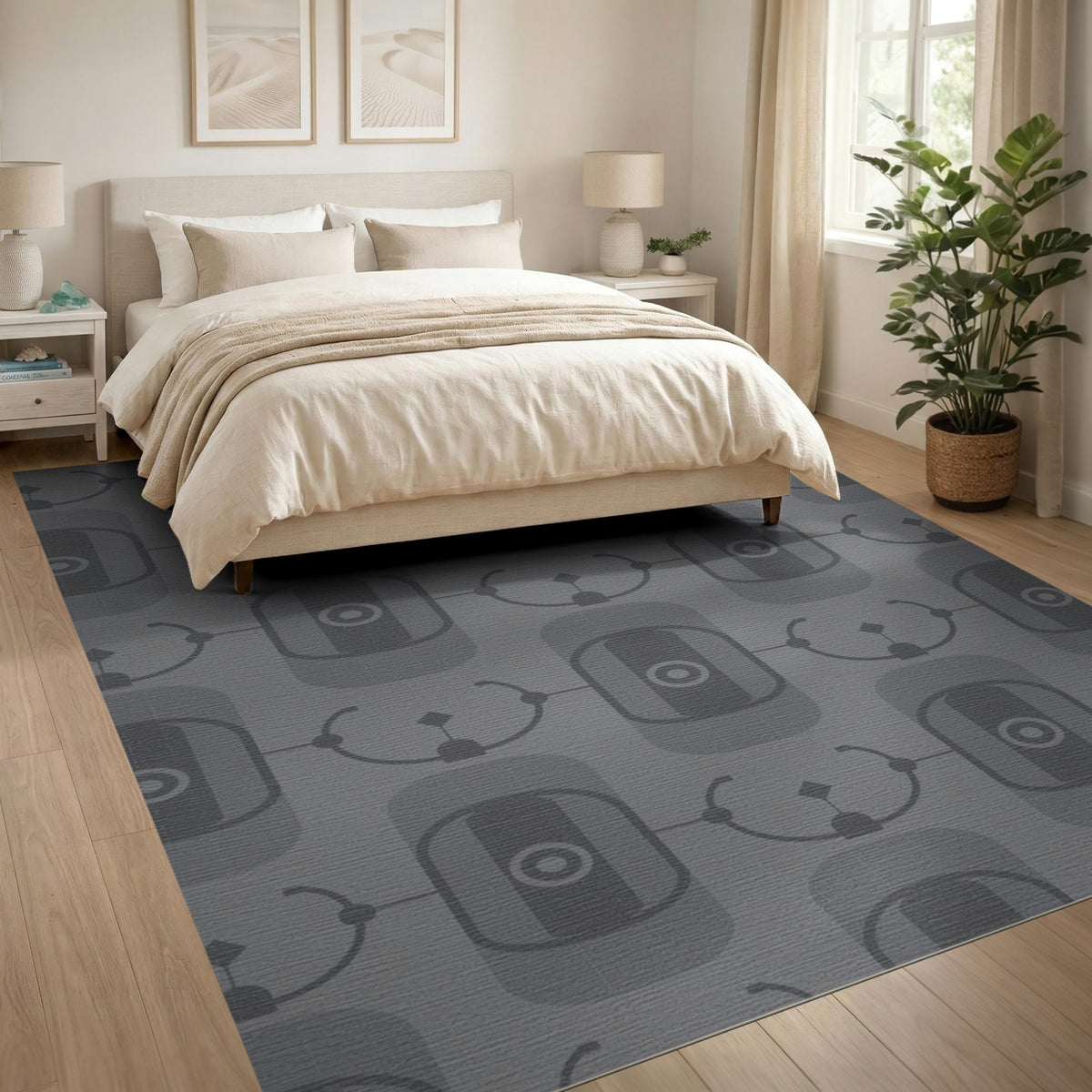 Grey Geometric Modern Area Rug