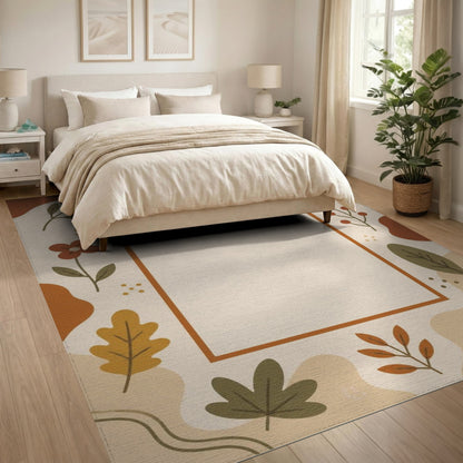 Brown and Tan Boho Chic Brown Tan Leaf Area Rug