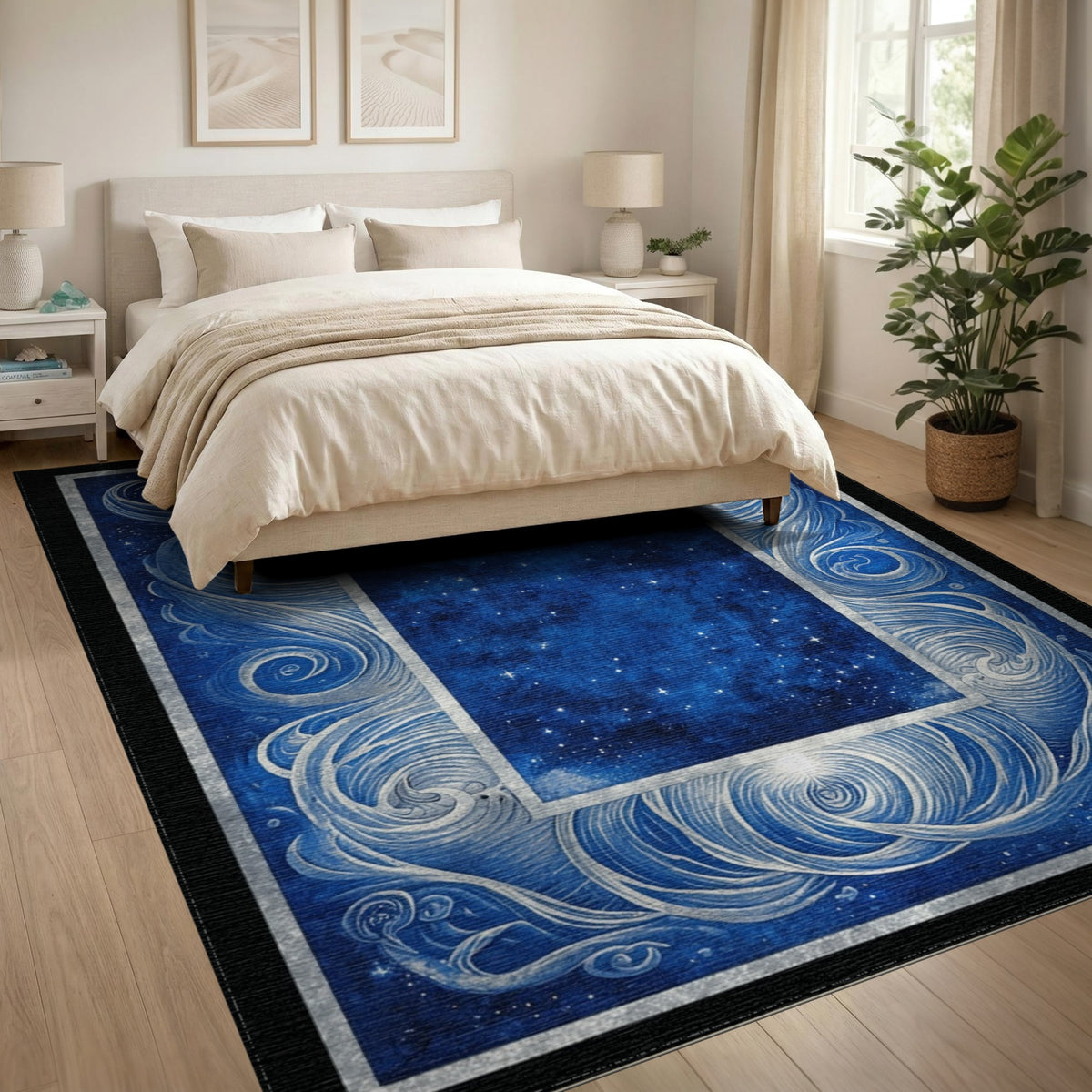 Celestial Swirl Blue Area Rug