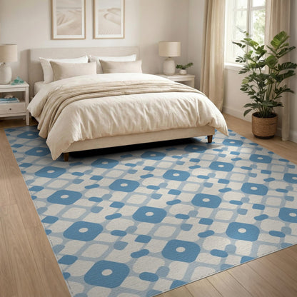 Blue Geometric Area Rug