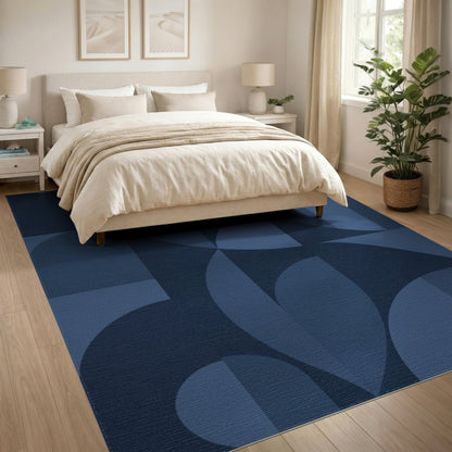 Geometric Modern Blue and Teal Blue Geometric Modern Area Rug