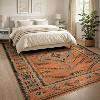 Orange Southwestern Geometric No. 24 Area Rug