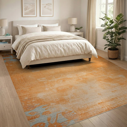 Orange Distressed Vintage Area Rug
