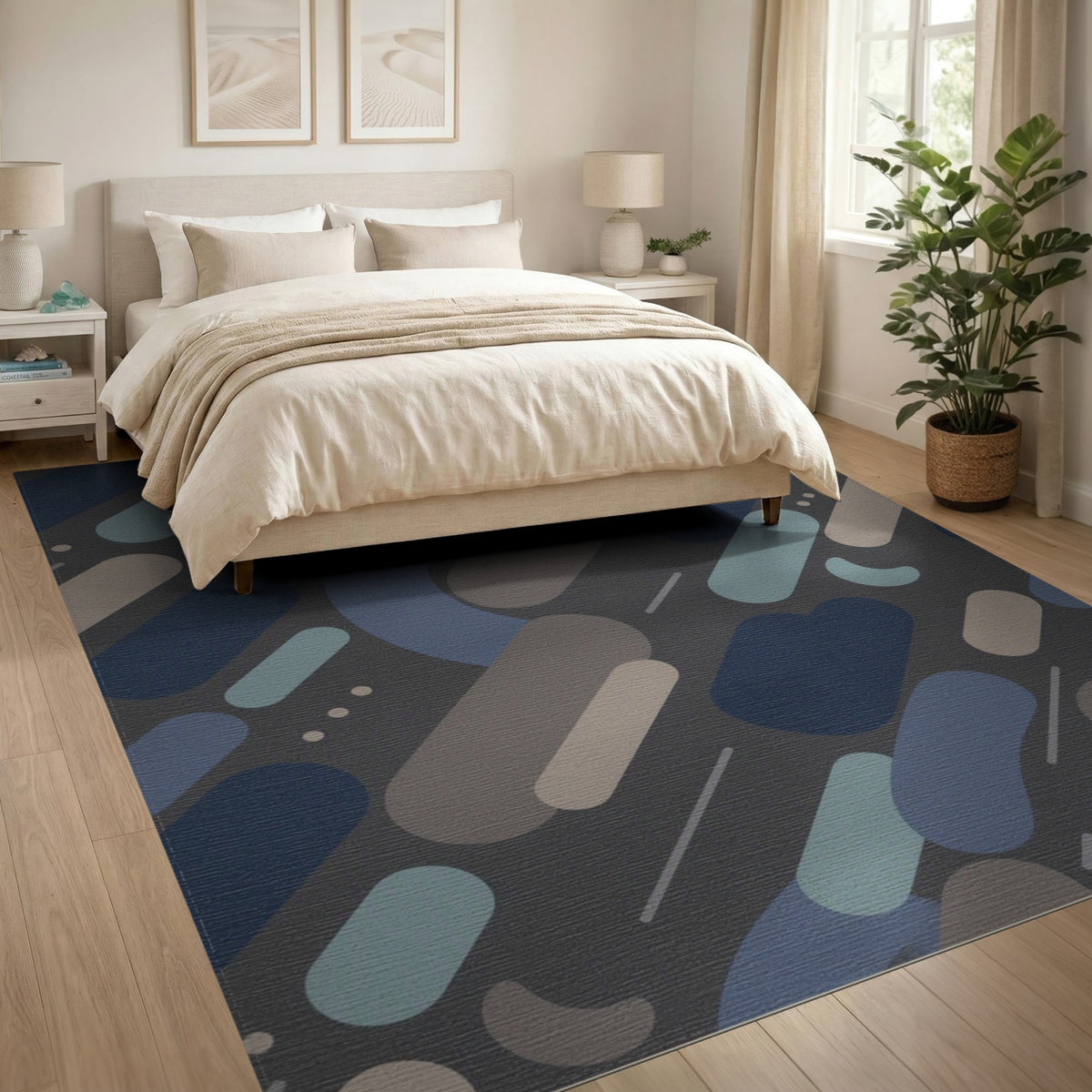 Abstract Area Blue Teal Abstract Geometric Area Rug