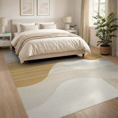 Beige Abstract Wave Area Rug