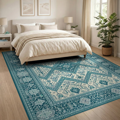 Blue Teal Heritage Tribal No. 10 Area Rug