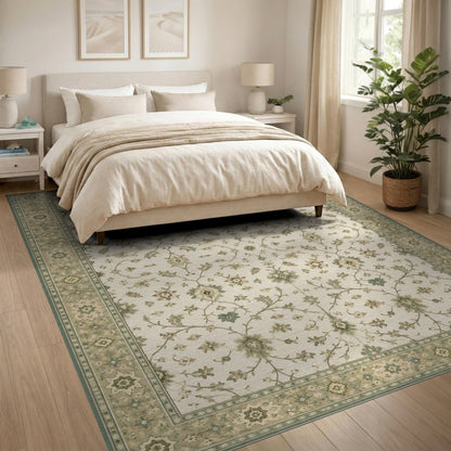 Beige Floral Vintage Area Rug