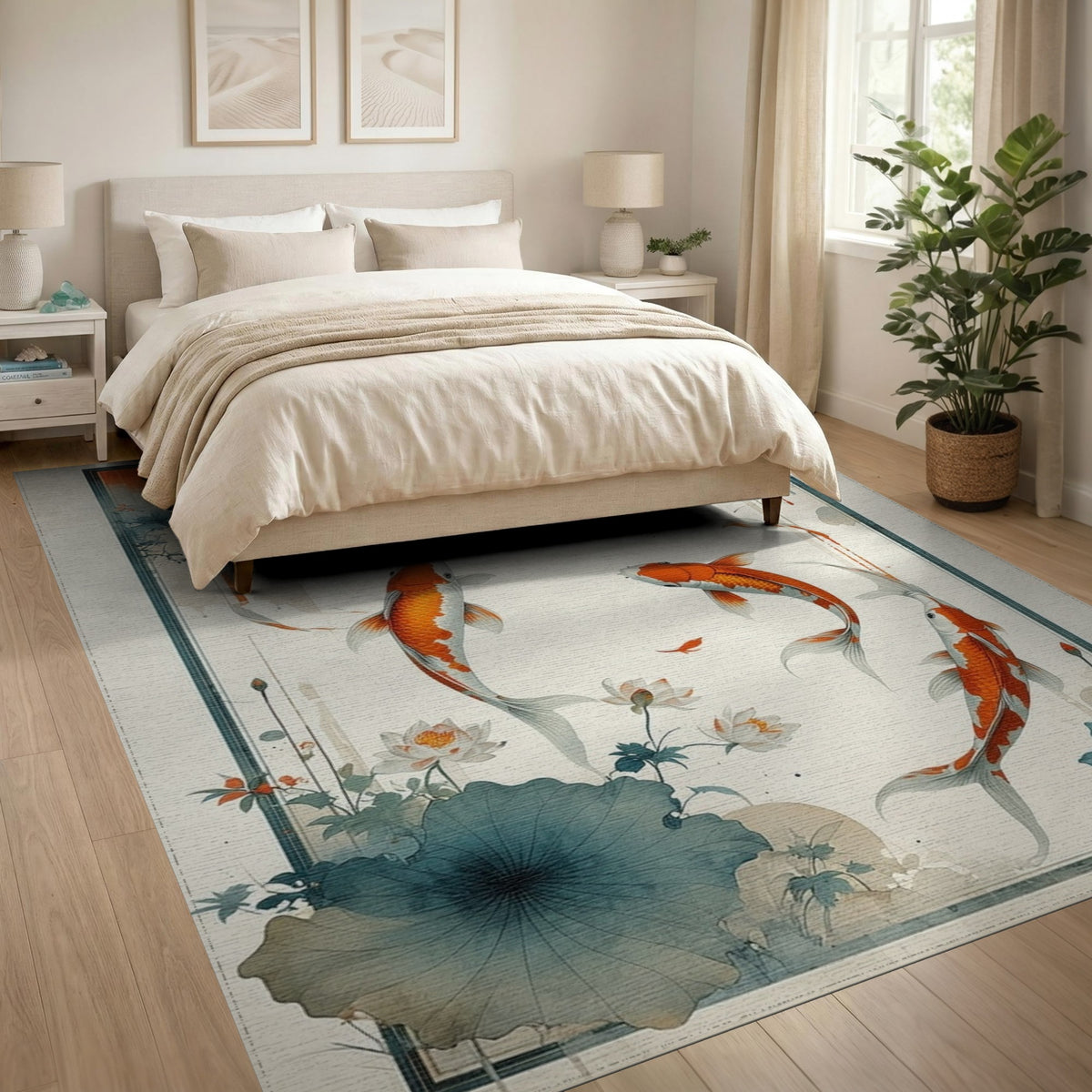 Koi Fish Lotus Area Rug